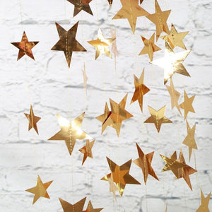 4M Bright Gold Silver Paper Garland Star String Banners Wedding Banner For Party Home Wall Hanging Decoration baby shower favors